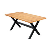 Rustic Solid Mango Wood Industrial Iron Dining Table Natural